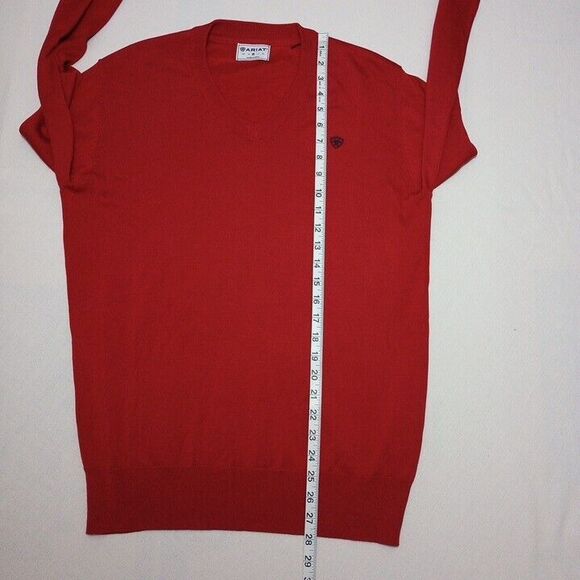 Ariat Men's Medium Pullover New Without Tags Red Long Sleeve V-Neck - Picture 4 of 7
